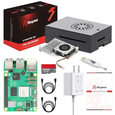 iRasptek Starter Kit for Raspberry Pi 5 8GB RAM-Pre-Loaded with 128GB Edition Raspberry Pi OS (Aluminum Case) - Image 1