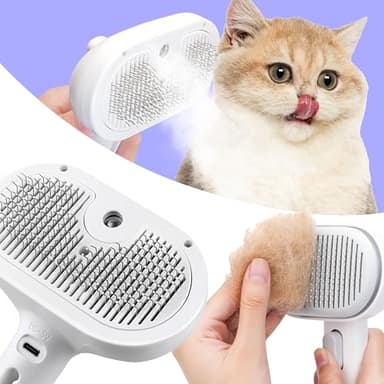 FONSUFA Cat Steam Brush, 3 in 1 Pet Hair Removal Tool, Self Cleaning Steamy Cat Brush for Massage, Dog Brush for Shedding, Cat&Dog Hair Remover - Image 1