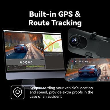 Pelsee P12 Pro 4K Mirror Dash Cam, 12'' Rear View Mirror Camera Smart Driving Assistant w/ADAS and BSD,2160P Front and 1080P Rear Camera,Voice Control,Night Vision,Parking Monitoring, 32G Memory Card - Image 6