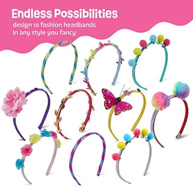 Pretty Me Headband Making Kit for Girls - Arts & Crafts Gift - Make Your Own Fashion Headbands for Kids - DIY Hair Accessories Set - Gift for Ages 5-12 Year Old Girl - Little Kids Art & Craft Gifts - Image 4