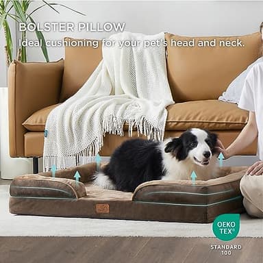 Bedsure Orthopedic Dog Bed for Extra Large Dogs - XL Washable Dog Sofa Beds Large, Supportive Foam Pet Couch Bed with Removable Washable Cover, Waterproof Lining and Nonskid Bottom, Brown - Image 5