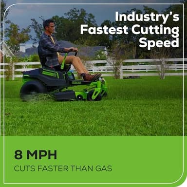 Greenworks 60V 42” Cordless Electric CrossoverZ Zero Turn Riding Mower, (4) 8.0Ah Batteries and (2) Dual Port Turbo Chargers - Image 6