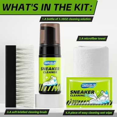 X-SMILE Shoe Cleaning Kit Sneaker Cleaner Kit with Brush Suede Cleaner Safe for Mesh, Nubuck, Leather - Image 7