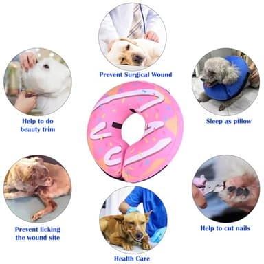 BGGo Inflatable Dog Cone, Soft Adjustable Blow up Donut Collar for After Surgery - Suitable for Small, Medium, Large Dogs and Cats - Image 3