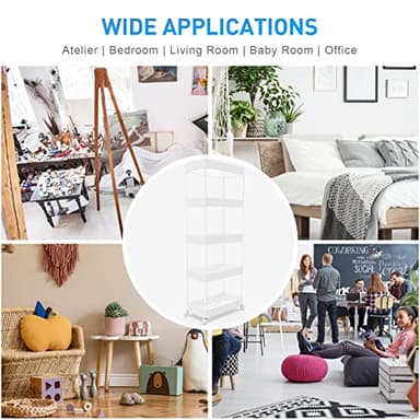 SPACEKEEPER 5-Tier Storage Cart Organizer Rolling Utility Cart, Mobile Shelving Unit Slide Out Storage Shelves for Kitchen Living Room Bathroom Laundry Room & Dressers, White - Image 7