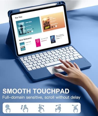 Compatible with iPad Air 11 Inch & Air 5th/ Air 4th Generation Case with Keyboard - Multi-Touch Trackpad, 7-Color Backlit, Detachable Folio Cover for Air 11-inch M3/M2 (2025/2024) (Navy Blue - Image 5