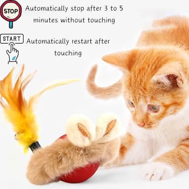 JLDVP Cat Interactive Ball Toy with Feather, The Upgrade Agile Moving Cats Ball, Touching Automatic Moving for Bored Indoor Adult, 3-in-1 Pet Toy for Indoor - Image 4