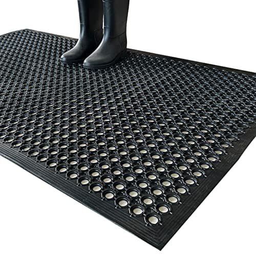 Uniboho Outdoor Rubber Floor Mats Anti Slip Restaurant Commercial Kitchen Mat Rubber Drainage Mat 60 x 35 Heavy Duty Door Mat for Garage Garden Indoor Outside Industral Pool Entrance Bar Wet Area - Image 1