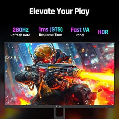 KTC 27'' 280Hz 240Hz Gaming Monitor 1ms GTG 350nits Fast VA 1080P Tilt 126% sRGB Adaptive Sync 4000:1 Contrast Ratio HDR DisplayPort 1.4/HDMI 2.0 VESA - Image 6