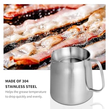 68oz 304 Stainless Steel Deep Fryer Pot with Basket & Strainer, Large Capacity Bacon Grease Container for Kitchen,Frying, Cooking, Camping,Oil Filter Container - Dishwasher Safe (68oz/2L/2.1Qt) - Image 7