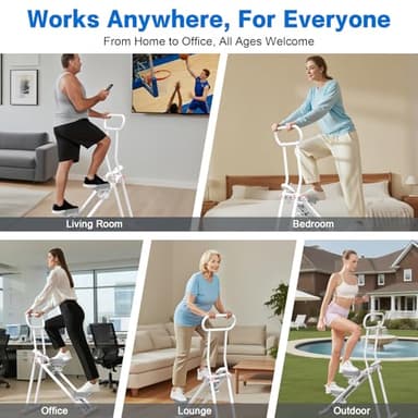 HXD-ERGO Stair Stepper for Home Gym,Folding Vertical Climber Cardio Exercise Machine,Stair Climber for Full Body Workout with Adjustable Handlebar for Women & Men(White) - Image 9