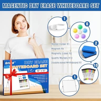 Grtard Dry Erase Magnetic White Board, 16''x12'' Double-Sided Desktop Whiteboard with Stand, Portable Small Whiteboard Set, Dry Erase Board for to-Do Lists, Planning & Office, Home - Image 4