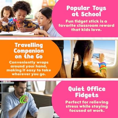 Fidget Toys Sensory Stick: Textured Silicone Sensory Toys for Kids 6 Pack, Stress Fidgets for Anxiety Relief Calming, Autism Classroom Must Haves, Stocking Stuffers for Teen Girls Boys Kids - Image 6