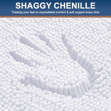 Smiry Luxury Chenille Toilet Rugs U-Shaped 24x20, Soft Absorbent Non-Slip Contour Bathroom Rugs for Toilet, Machine Washable Contoured Bath Mats, White - Image 3