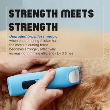 FuzzyFix Professional Dog Clippers for Grooming - 2 Speed Pet Grooming Kit for Thick Curly Matted Coats - Low Noise Heavy Duty Cordless Hair Trimmer with Detachable Metal Blade for Animal/Pet/Horse - Image 2
