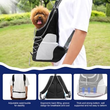 Pawaboo Pet Dog Carrier Backpack, Puppy Dog Travel Front Carrier for Small Medium Dogs Cats, Adjustable Breathable Dog Carrying Backpack with Safety Strips for Hiking, Walking (Black M Up to 10 lbs) - Image 5