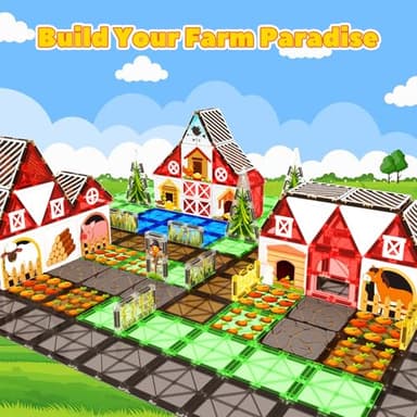 Magnetic Tiles Farm Animal Toys Set for Toddles Kids, Montessori STEM Toys for 3+ Year Old Boys Girls, Magnetic Building Blocks, Construction Sensory Magnets Games Educational Birthday Toys Gifts - Image 3