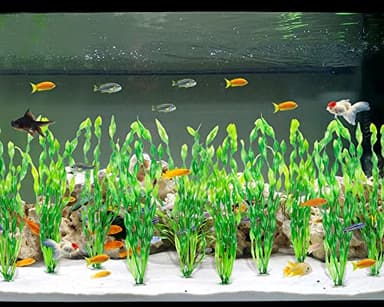 MyLifeUNIT Artificial Seaweed Water Plants for Aquarium, Plastic Fish Tank Plant Decorations 10 PCS (12 Inches Tall, Green) - Image 4