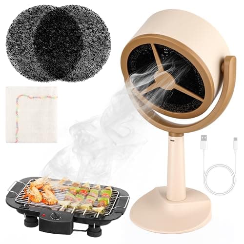 Anglekai Portable Range Hood for Cooking, 2 Speed Desktop Exhaust Fan for Smoking with 2P Filter/Towel, Adjustable Desktop Range Hood for BBQ Kitchen - Image 1
