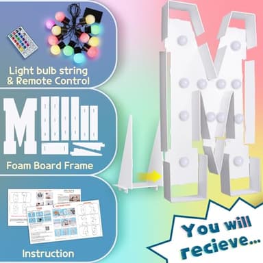 imprsv 4FT Colorful Marquee Light Up Letters M, 18 Colors Large Light up Letters Alphabet Sign with Remote, Large Marry Me Sign, Birthday Party Decorations Baby Shower Anniversary Wedding Decoration - Image 5