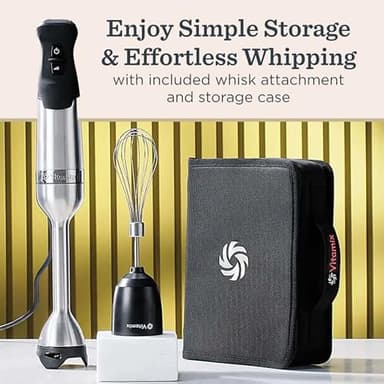 Vitamix 5-Speed Immersion Blender 3-Piece Bundle, 625-Watt Motor, One-Handed Operation, 5 ft cord, includes Whisk Attachment & Storage Case, Stainless Steel/Black - Image 8