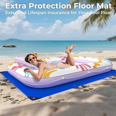 Inflatable Tanning Pool Lounger Float with Protection Tarp, 85" x 57" Pool Floats Adult w/Pillow, 6 in 1 Suntan Tub Raft Floatie, Sunbathing Water Bed Lounge Blow Up Kids Ball Pit Party Gifts-Purple - Image 2