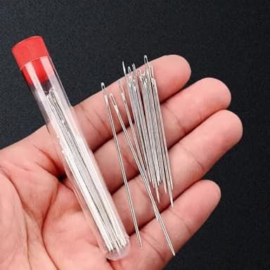 Big Eye Steel Sewing Needles Kit, Stainless Steel Needles for Hand Sewing, 34/36PCS Big Eye Steel Needles Set - Long & Thin Handmade Quilting & Sewing Needles Kit for Household, DIY (36pcs) - Image 7