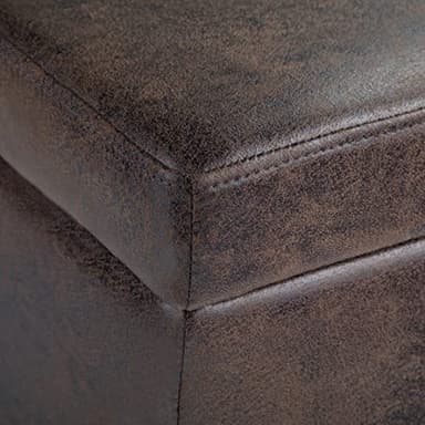 SIMPLIHOME Avalon 48 inch Wide Contemporary Rectangle Storage Ottoman Bench in Distressed Brown Vegan Faux Leather, Assembled, for the Living Room, Entryway and Family Room - Image 7