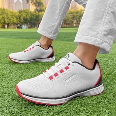 Zakey Golf Shoes Men Sipkeless Golf Wears for Male Golfers Sneakers Outdoor Walking Footwears (9.5,WhiteRed) - Image 4