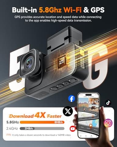 WOLFBOX X5 3 Channel 4K HDR Dash Cam, STARVIS 2 IMX678 Night Vision, 4K+2.5K+1080P Front and Rear Inside Car Camera with 128GB Card and GPS, Support Voice Control, Touch Screen and 5.8GHz WiFi - Image 6