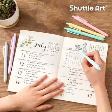 Shuttle Art Retractable Pastel Gel Ink Pens, 15 Pack Black Ink Pens, Cute Pens 0.5mm Fine Point for Writing Journaling Taking Notes School Office Home - Image 2