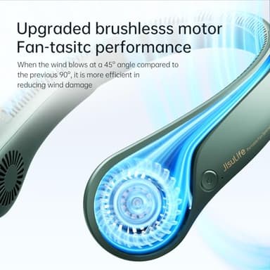 JISULIFE Portable Neck Fan, Hands Free Bladeless Fan, 5 Speeds, 4000 mAh Battery Operated Wearable Personal Fan, Twistable, Rechargeable, Gift for Women Men-Dark Green - Image 3