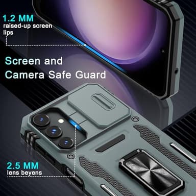 DEERLAMN Case for Samsung Galaxy A16 5G with Slide Camera Cover+Screen Protector (1 Pack), Rotated Ring Kickstand Military Grade Shockproof Protective Cover-Grey - Image 5
