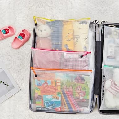 JARLINK A3 (16.5x12.6 in, 12 Pcs) Mesh Zipper Pouch, 12 Colors Extra Large Zipper Bags, Waterproof File Pouches for Office Supplies, Puzzles, Board Game, School, Travel Accessories & Craft Projects - Image 8