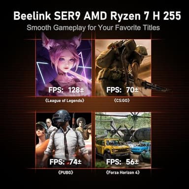 Beelink SER9 Mini PC AMD Ryzen 7 H 255 (8C/16T,4.9GHz), 32G LPDDR5X 6400MT/s 1TB PCIe4.0 Mini Computers, Radeon 780M 12 cores 2600MHz Gaming PC,4K 240Hz Triple display,2.5G LAN Windows 11 Pro Computer - Image 8