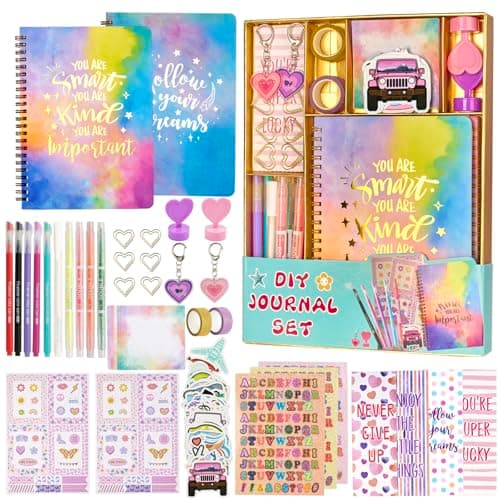 OIHEW 2 PC DIY Journal Kit for Girls Age 8-14/ Teen/Tween Stationery | Scrapbook | Diary | Journaling Art Crafts Supplies Toy Set, Christmas | Birthday Gift for 8 9 10 11 12 13 14 Year Old Girl Ideas - Image 1