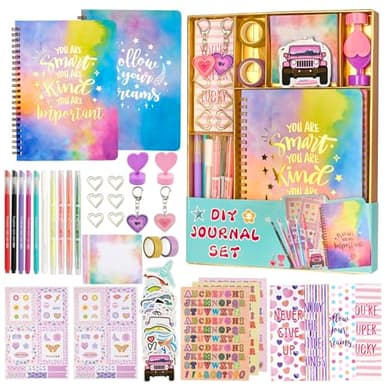 OIHEW 2 PC DIY Journal Kit for Girls Age 8-14/ Teen/Tween Stationery | Scrapbook | Diary | Journaling Art Crafts Supplies Toy Set, Christmas | Birthday Gift for 8 9 10 11 12 13 14 Year Old Girl Ideas - Image 1