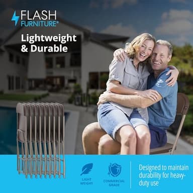 Flash Furniture Hercules Series Plastic Folding Chair Brown - 10 Pack 650LB Weight Capacity Comfortable Event Chair-Lightweight Folding Chair - Image 6