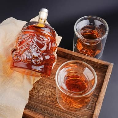 Whiskey Decanter With 2 Glasses, Transparent Creative Flask Carefe Decanter for Brandy, Scotch, Bourbon, Vodka, Liquor Christmas Gift for Men,Dad,Husband,Boyfriend - Image 3