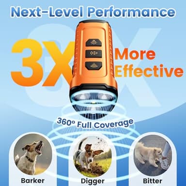 Dog Bark Deterrent Device, Anti Barking Device for Dogs 3X Ultrasonic to Stop Barking Neighbors Dog| 50ft Range, 5 Adjustable Modes, Flashlight & Beep | Safe & Effective for Small, Medium & Large Dogs - Image 3