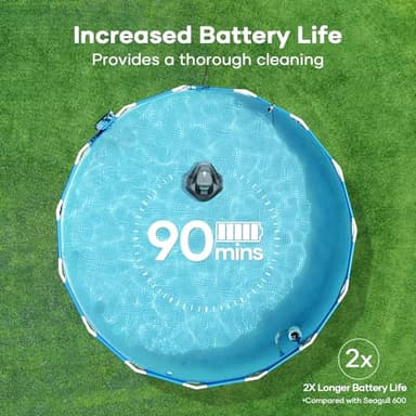 AIPER Cordless Robotic Pool Vacuum, Self-Parking Technology, Portable, Ideal for Above-Ground Flat Pool up to 40 Feet, Grey - Image 3