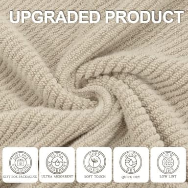 Cotton Washcloths - 6PC 13"x13" | Quick Dry | Soft | Light Weight | Absorbent | Hotel Quality, Luxury Wash Cloths for Body, Hand Towels for Bathroom & Showering, Towel Gift Set, Beige | Tan - Image 2