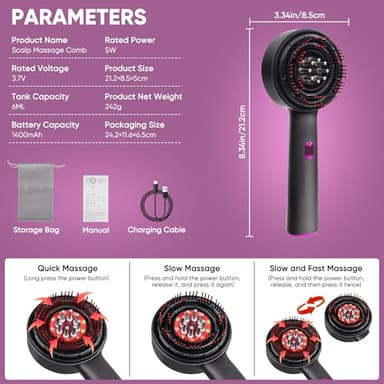 3 in 1 Scalp Massager Hair Growth Hair Oil Applicator,Electric Scalp Brush for Home,IPX7 Waterproof Electric Head Massager - Image 6