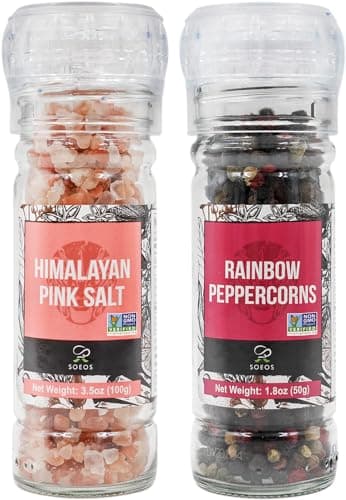 Soeos Spice Seasoning Set of 2, 3.5oz(150g), With Integrated Grinders, Salt and Pepper Grinder Set, Pure and Fresh Perfect for BBQ Seasoning Gift Set, Grilling Spice, Herb, Spice & Seasoning Gifts - Image 1