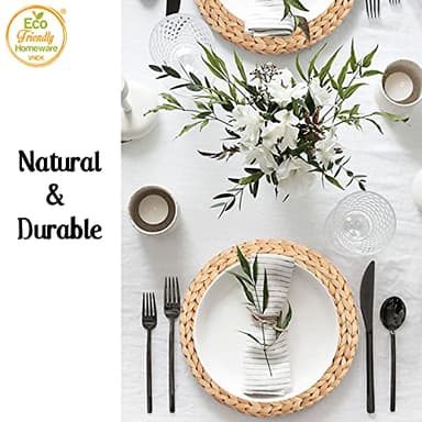 Round Placemats Set of 8, Boho Table Mats Set of 8, Woven Placemats for Round Table, Chargers for Dinner Plates, Wicker Place Mats, Water Hyacinth Plate Mat, Individuales para Mesa De Comedor, 13.4in - Image 3