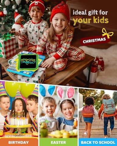 TEKFUN LCD Writing Tablet for Kids, Doodle Board Drawing Pad, Dinosaur Toys for Kids, Travel Toys for 3 4 5 6 Year Old Boys Girls, Easter Birthday Christmas Gifts (8.5in Green) - Image 7