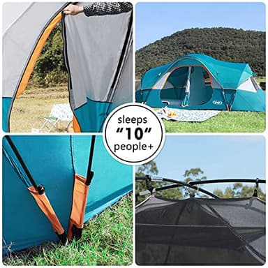 UNP Camping Tent 10-Person-Family Tents, Parties, Music Festival Tent, Big, Easy Up, 5 Large Mesh Windows, Double Layer, 2 Room, Waterproof, Weather Resistant, 18ft x 9ft x78in - Image 4
