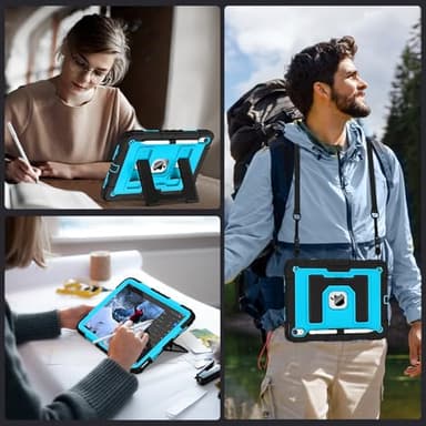 WESOROL CASE for iPad (A16) 11th/10th Generation 11/10.9 Inch 2025/2022 Kids Friendly iPad Case 10th Generation with Pencil Holder,Heavy Duty Shockproof Cover for i Pad 11th/10th Gen,Black Blue - Image 5