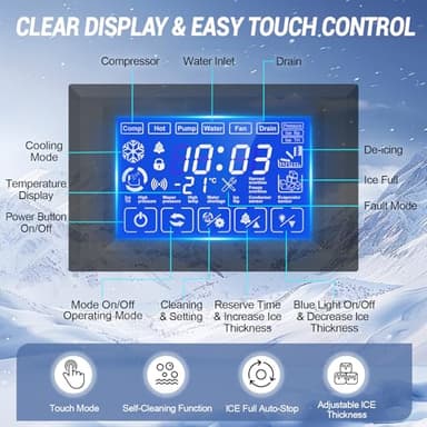 Ice Maker Commercial Ice Machine Large Capacity Stainless Steel 500 Lbs/24H Industrial Ice Machine, 350 Lbs Storage Commercial Ice Machines Free Standing, Cubes Ice Makers Commercial - Image 3