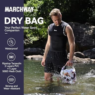 MARCHWAY Floating Waterproof Dry Bag Backpack 5L/10L/20L/30L/40L, Roll Top Sack Keeps Gear Dry for Kayaking, Rafting, Boating, Swimming, Camping, Hiking, Beach, Fishing (Flower, 10L) - Image 2